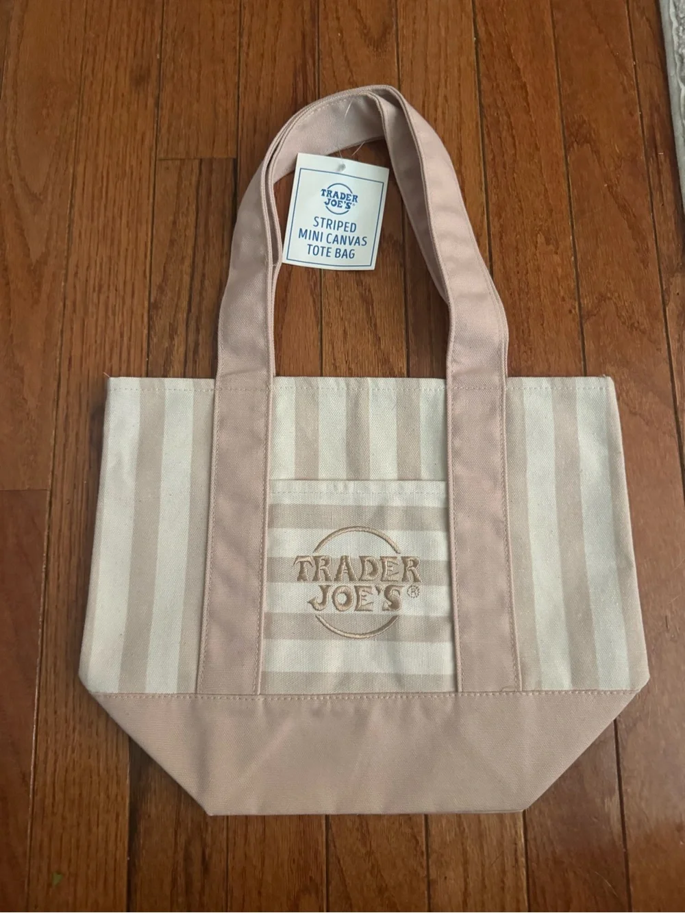 Trader Joe's Striped Mini Canvas Tote — Blush and Cream